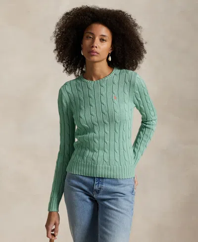 POLO RALPH LAUREN WOMEN'S CABLE-KNIT COTTON CREWNECK SWEATER
