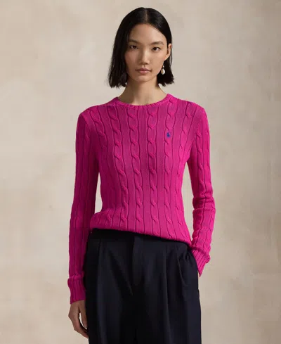 POLO RALPH LAUREN WOMEN'S CABLE-KNIT COTTON CREWNECK SWEATER