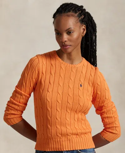 POLO RALPH LAUREN WOMEN'S CABLE-KNIT COTTON CREWNECK SWEATER