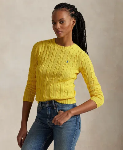 POLO RALPH LAUREN WOMEN'S CABLE-KNIT COTTON CREWNECK SWEATER