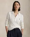 Polo Ralph Lauren Cable-knit Cotton Long-sleeve Polo Shirt In White