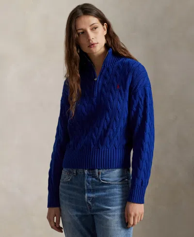 Polo Ralph Lauren Women's Cable-knit Cotton Quarter-zip Sweater