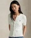 Polo Ralph Lauren Cable-knit Cotton Short-sleeve Cardigan In White