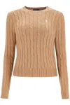 Polo Ralph Lauren Cable-knit Crewneck Cotton Sweater In Beige