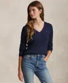 Polo Ralph Lauren Cable-knit Wool-cashmere V-neck Sweater In Hunter Navy