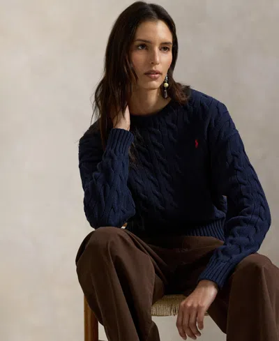 Polo Ralph Lauren Women's Cable-knit Crewneck Sweater In Blue