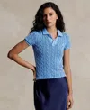 Polo Ralph Lauren Women's Cable-knit Polo Shirt In Blue
