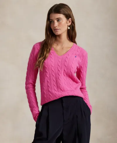 Polo Ralph Lauren Women's Cable-knit Slim-fit Sweater In Pink