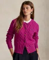 Polo Ralph Lauren Cable-knit Cashmere Blend Cardigan With Iconic Embroidered Pony In Pink