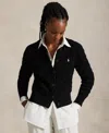 Polo Ralph Lauren Button-up Cable Knit Sweater-cardigan With Ribbed Detailing In Black