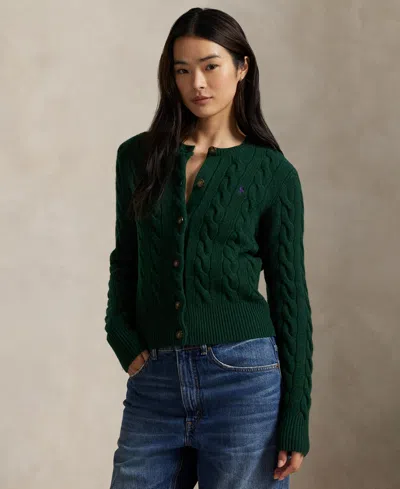POLO RALPH LAUREN WOMEN'S CABLE-KNIT WOOL-CASHMERE CARDIGAN SWEATER