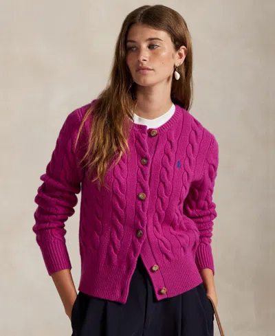 POLO RALPH LAUREN WOMEN'S CABLE-KNIT WOOL-CASHMERE CARDIGAN SWEATER