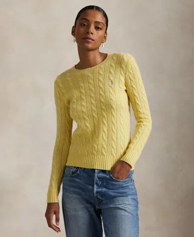 Polo Ralph Lauren Women's Cable Wool-cashmere Crew Neck Sweater In Yellow