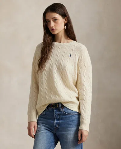 POLO RALPH LAUREN WOMEN'S CABLE WOOL-CASHMERE CREWNECK SWEATER