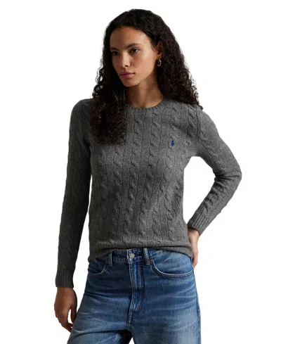 Polo Ralph Lauren Women's Cable Wool-cashmere Crewneck Sweater In Flannel Grey Heather
