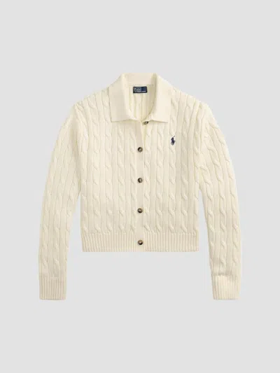 Polo Ralph Lauren Women's Cable-knit Cotton Cardigan In White