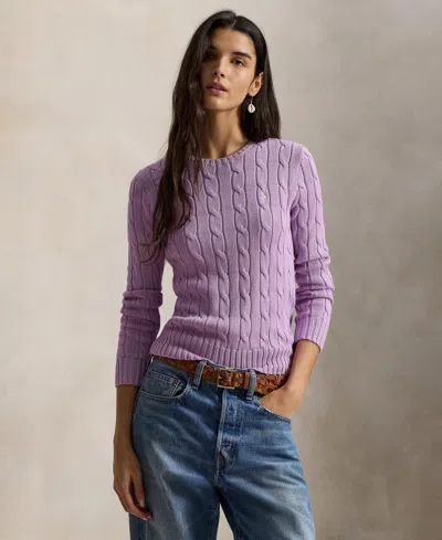 Polo Ralph Lauren Women's Cable-knit Cotton Crewneck Sweater In Bright Aster