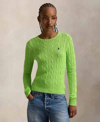 Polo Ralph Lauren Women's Cable-knit Cotton Crewneck Sweater In Bright Leaf