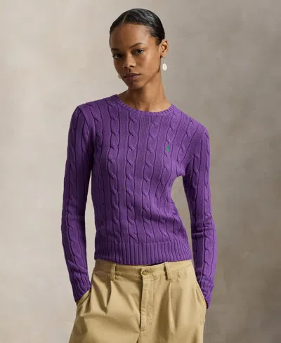 Polo Ralph Lauren Women's Cable-knit Cotton Crewneck Sweater In Magenta