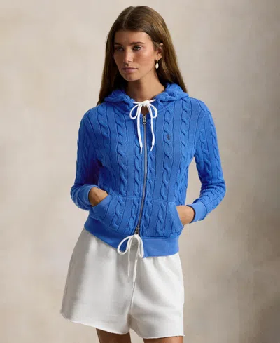 Polo Ralph Lauren Women's Cable-knit Cotton Full-zip Hoodie Sweater In Multi