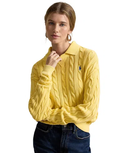 Polo Ralph Lauren Women's Cable-knit Cotton Polo Sweater In Yellow