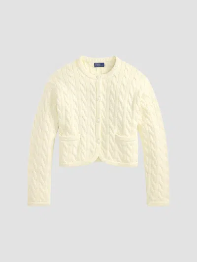 Polo Ralph Lauren Women's Cable-knit Cotton-blend Cardigan In Neutral