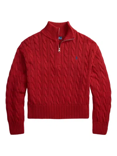 Polo Ralph Lauren Women's Cable-knit Quarter-zip Sweater In Brown