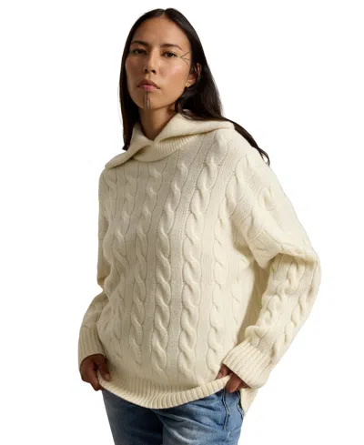 Polo Ralph Lauren Wide-collar Cable Wool-cashmere Sweater In Authentic Cream In Black