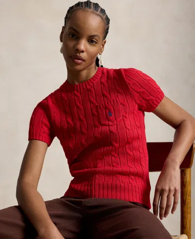Polo Ralph Lauren Women's Cable-knit Short-sleeve Sweater In Red