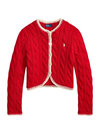 Polo Ralph Lauren Long Sleeve Cardigan In Red