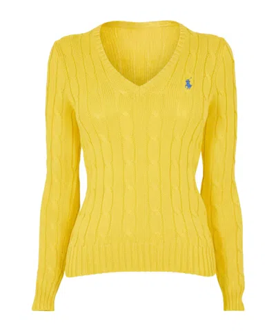 Polo Ralph Lauren Women's Cable-knit V-neck Jumper In Yellow