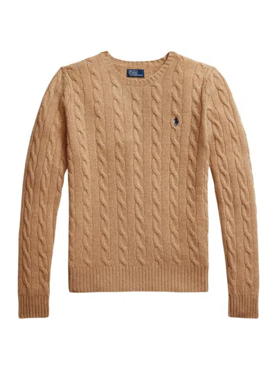 Polo Ralph Lauren Women's Cable-knit Wool-cashmere Crewneck Sweater In Brown