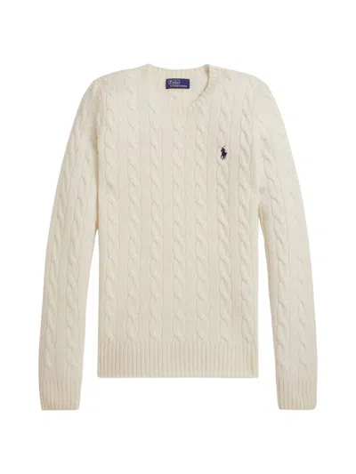 Polo Ralph Lauren Cable-knit Sweater In Cream Wool And Cashmere In Multi