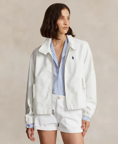 Polo Ralph Lauren Women's Canvas Stand Collar Jacket In White