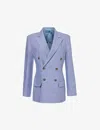 Polo Ralph Lauren Womens Capri Blue Peak-lapel Double-breasted Linen Blazer In Capri Blue