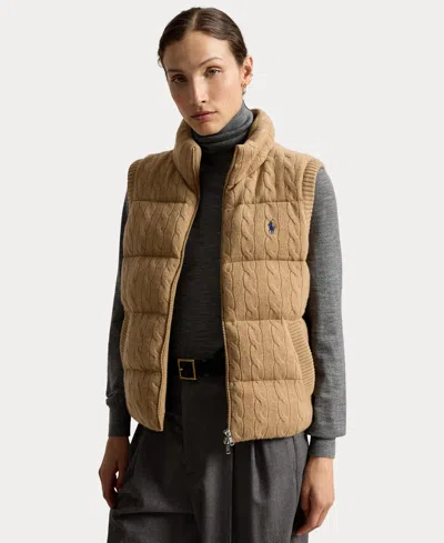 Polo Ralph Lauren Women's Carly Cable-knit Wool-cashmere Sleeveless Vest In Neutral