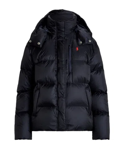 Polo Ralph Lauren Detachable Hood Short Down Jacket In Black