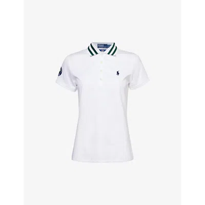 Polo Ralph Lauren Womens Ceramic White X Wimbledon Brand-patch Recycled-polyester And Cotton-blend P