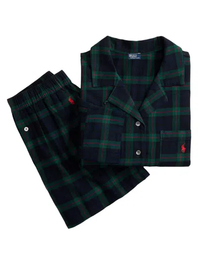 Polo Ralph Lauren Women's Checked Cotton Pajamas In Black Watch