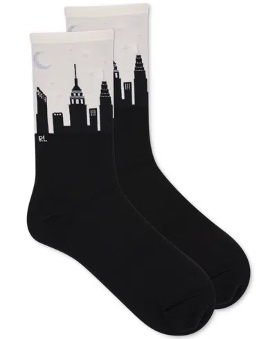 Polo Ralph Lauren Women's City Scape Socks 79357 In Black