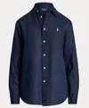 Polo Ralph Lauren Logo-embroidered Linen Shirt In Blue