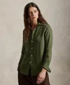 Polo Ralph Lauren Long Sleeve Shirt Collared Neck Buttons In Green
