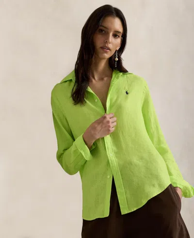 Polo Ralph Lauren Women's Classic-fit 100% Linen Shirt In Green