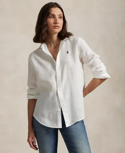 Polo Ralph Lauren Women's Classic-fit 100% Linen Shirt In White