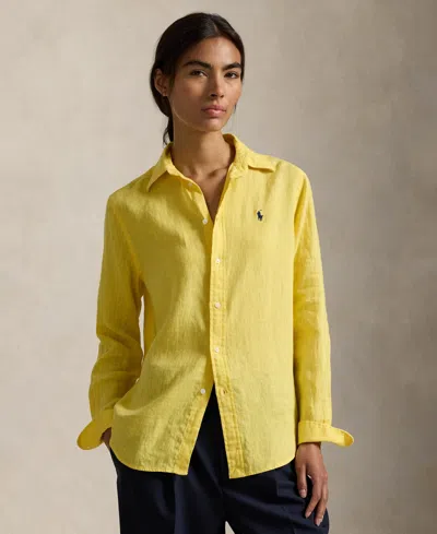 Polo Ralph Lauren Women's Classic-fit 100% Linen Shirt In Yellow