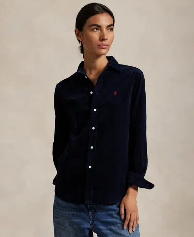 Polo Ralph Lauren Women's Classic-fit Cotton Corduroy Shirt In Blue