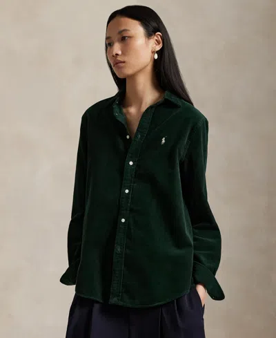Polo Ralph Lauren Women's Classic-fit Cotton Corduroy Shirt In Green