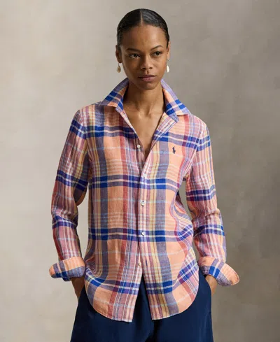 Polo Ralph Lauren Women's Classic Fit Plaid Point Collar Shirt In Multi