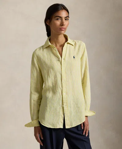 Polo Ralph Lauren Women's Classic Fit Striped Shirt In Yellow