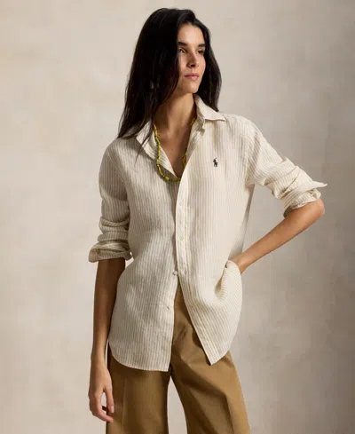 Polo Ralph Lauren Women's Classic Fit Striped Spread Collar Shirt In Pattern